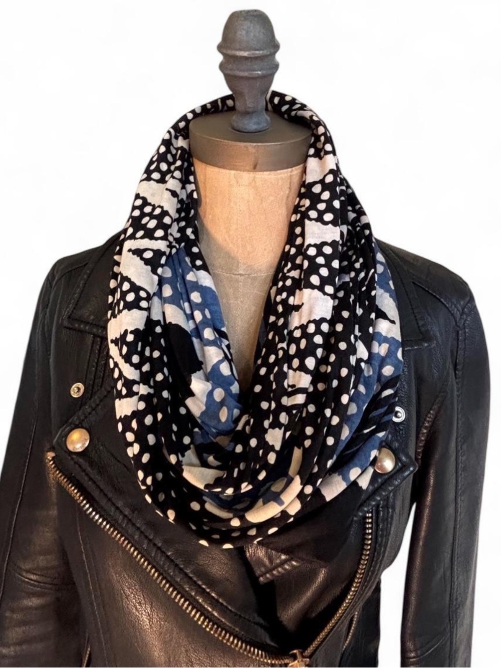 Diane Von Furstenberg Black, White & Blue Infinity Scarf